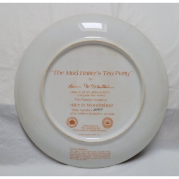 1979 Fantasy World Alice in Wonderland Plate #4 THE MAD HATTER'S TEA PARTY #3027 - Picture 2 of 3